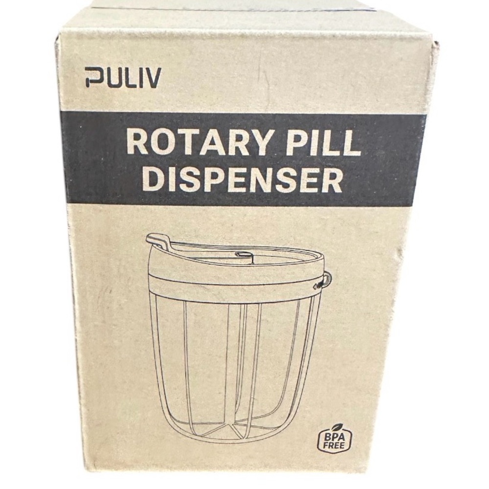 MIB Puliv Rotary Pill Dispenser Clear View with Hand Strap